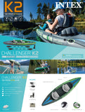 Intex K2 Challenger Kayak - 2-Person Inflatable Kayak Set with Aluminum Oars and High Output Air Pump
