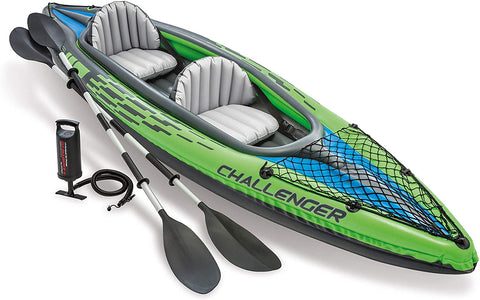 Intex K2 Challenger Kayak - 2-Person Inflatable Kayak Set with Aluminum Oars and High Output Air Pump